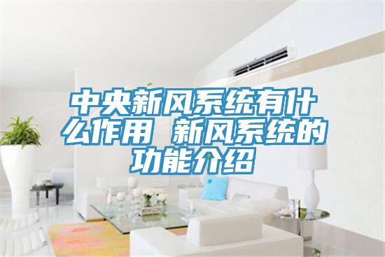 中央新風系統(tǒng)有什么作用 新風系統(tǒng)的功能介紹